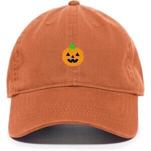 Halloween Pumpkin Hat Embroidered Cotton Adjustable Baseball Cap Dad Hat Orange